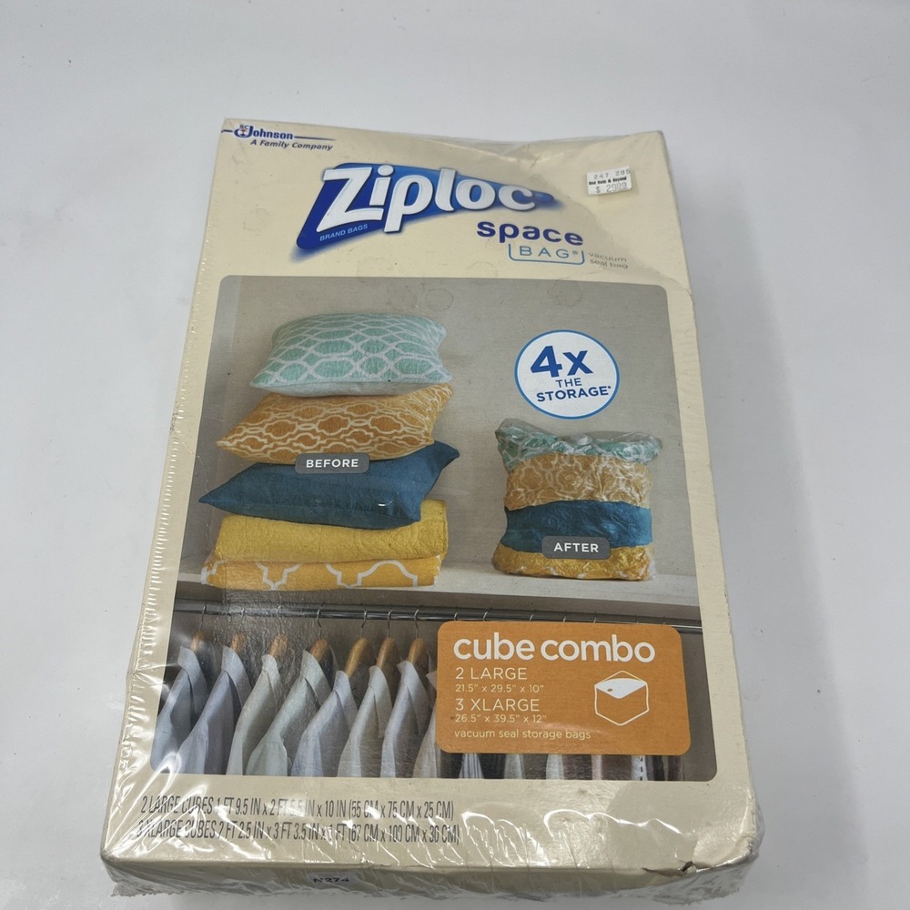Ziploc Space Bag Cube Combo 2‎ Large & 3 XL Vacuum Seal Storage New